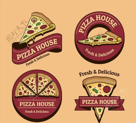 复古披萨屋标签图片