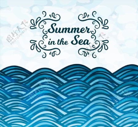 夏季大海蓝色海浪图片