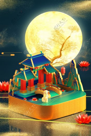 中秋节日传统活动背景素材图片
