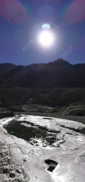 高山冰川日落风景图片