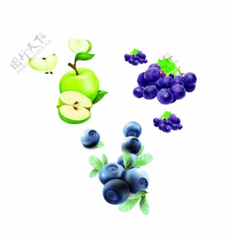 青苹果葡萄蓝莓图片