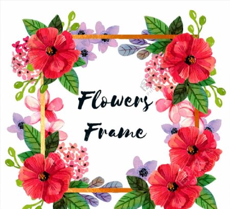 美丽彩绘花卉框架图片