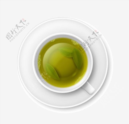 矢量绿叶茶汤图片