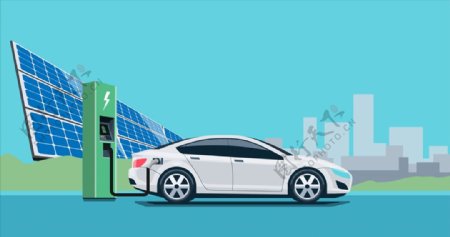太阳能新能源汽车充电图片