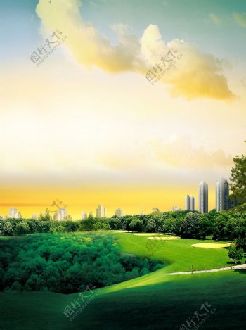 地产公园大城草坪高层图片