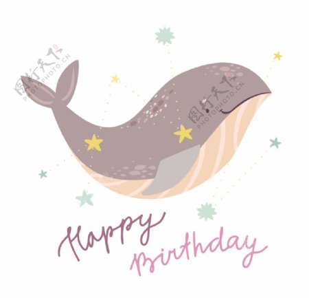 手绘鲸鱼插画元素图片