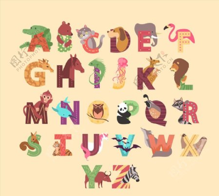 动物装饰字母图片