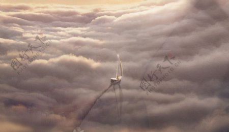 云层梦境船图片