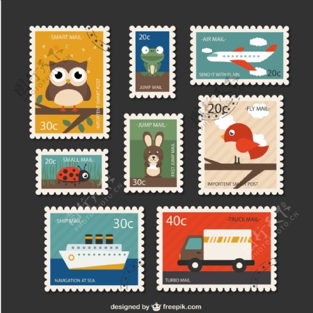 旅行与动物邮票图片