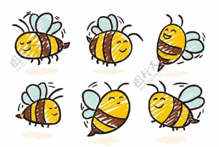 可爱蜜蜂卡通手绘图片