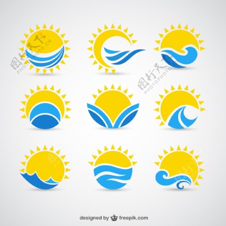 太阳与海浪标志图片
