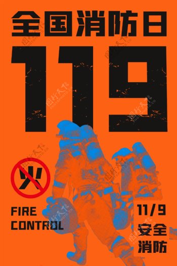 119消防安全海报图片