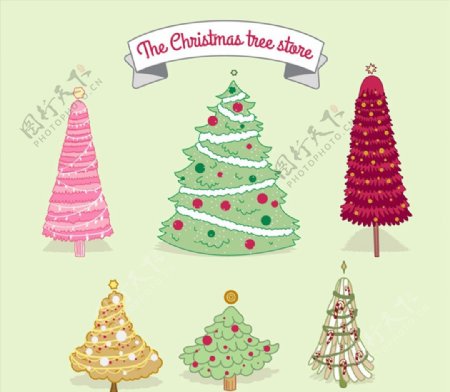 卡通圣诞树矢量图片