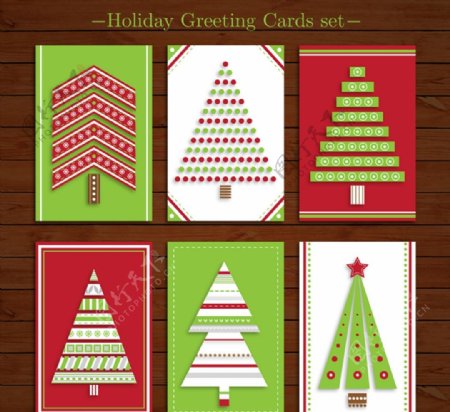 圣诞树卡片矢量图片