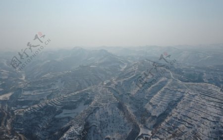 陕北山村雪景图片