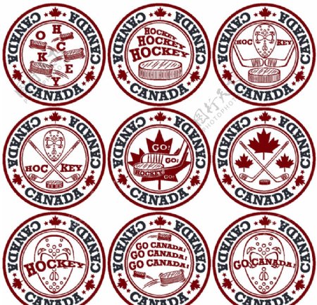加拿大曲棍球标签图片