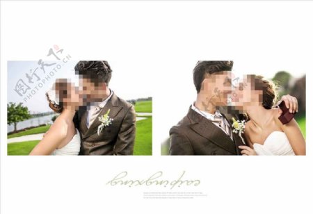 韩国风影楼婚相册模板之草地心图片