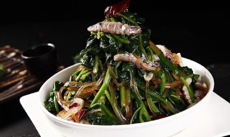 清真菜菠菜虾爬肉图片