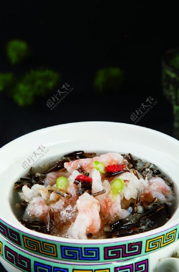 浙菜野米炖虾滑图片