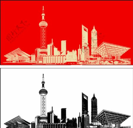 上海陆家嘴建筑群矢量图图片