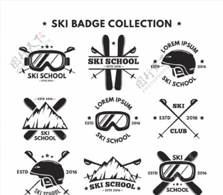 老式滑雪标志图片