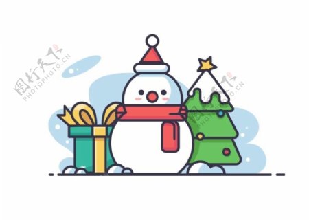 圣诞节雪人礼物盒图片