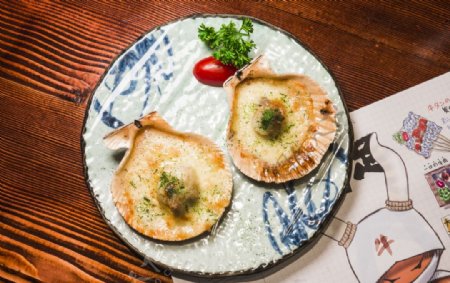 美食日本料理文化海皇扇贝图片